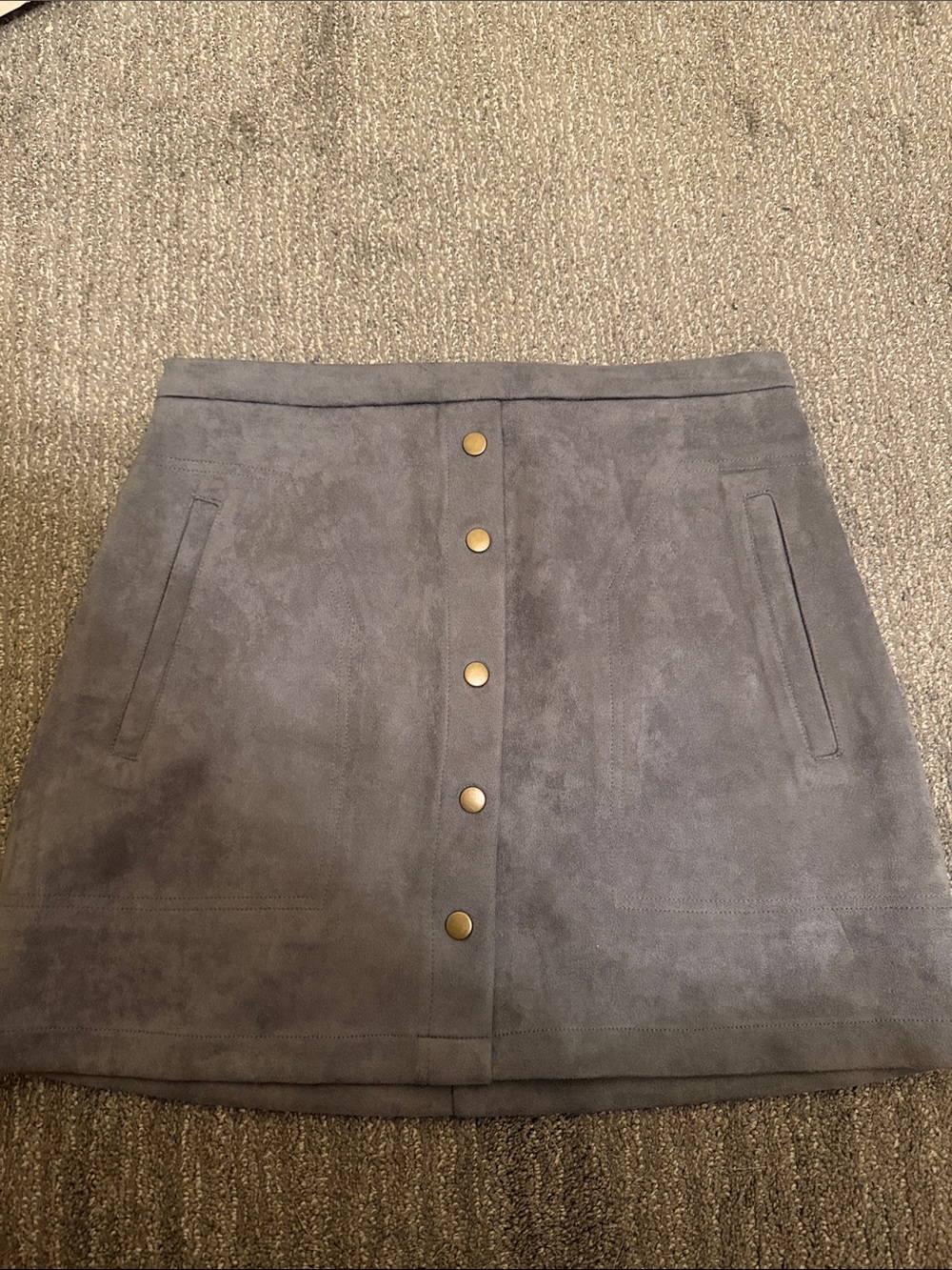 HYFVE Grey Suede Button-Front Mini Skirt